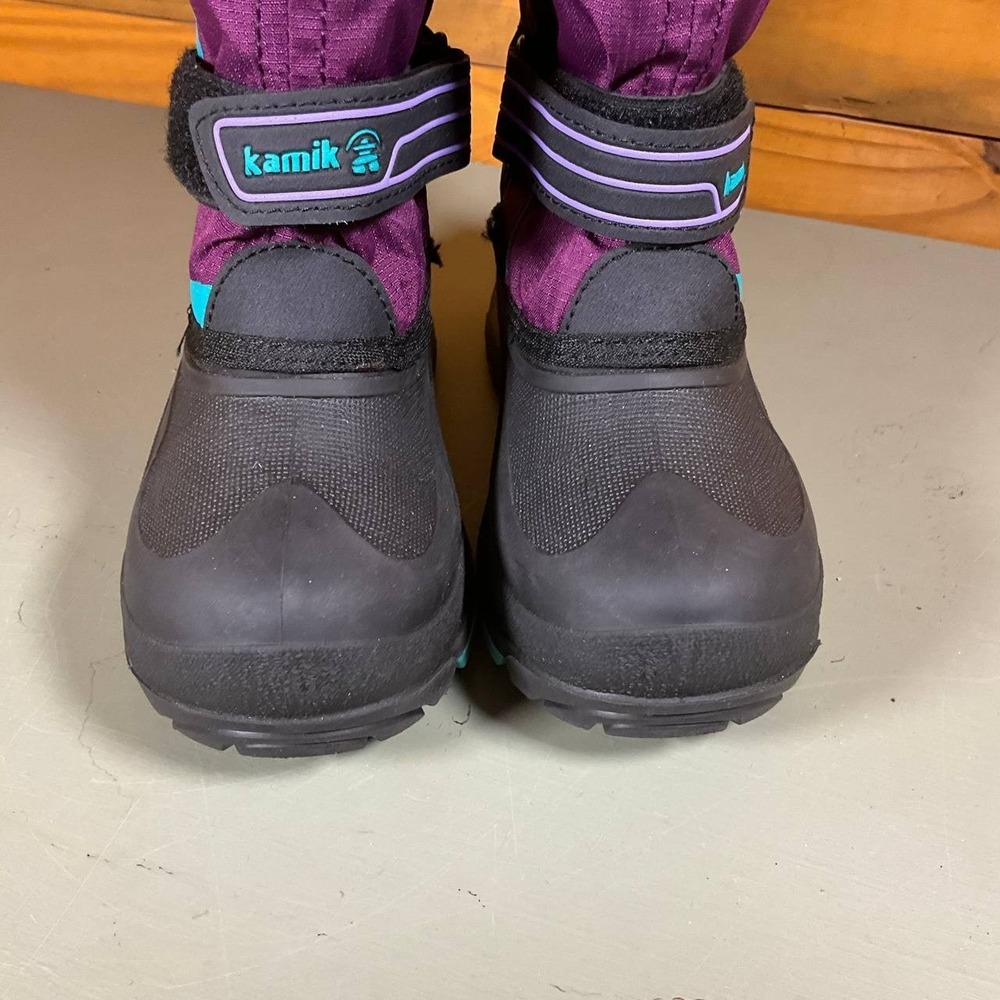 Kamik Youth Snowcoast 3 Snow Boots Purple & Teal Winter Easy‎ On/Off Size 13 - Picture 3 of 16
